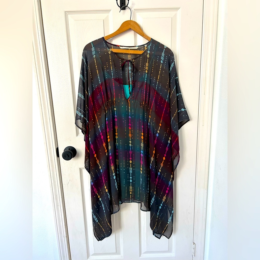 Twelfth Street by Cynthia Vincent Silk Chiffon Caftan w/ slip liner Size Small